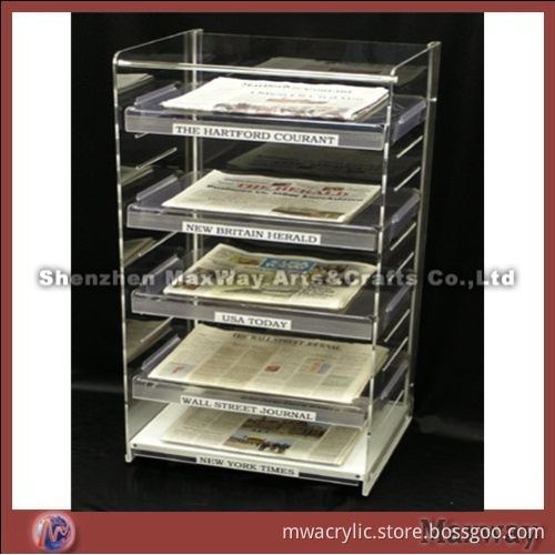 5 shelves crystal lucite magazine/newspaper holder